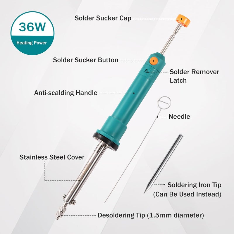 KeenWise Electric Desoldering Pump & Soldering Iron Kit, 2-in-1 Solder Sucker Tool, 36W, Heatproof Handle, Desoldering Gun & Soldering Iron Combo for Electronic Repair & DIY Projects (EDS-92) - Image 2